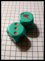 Dice : Dice - 6D - Flamingo Dice - Aqua and Pink Pair